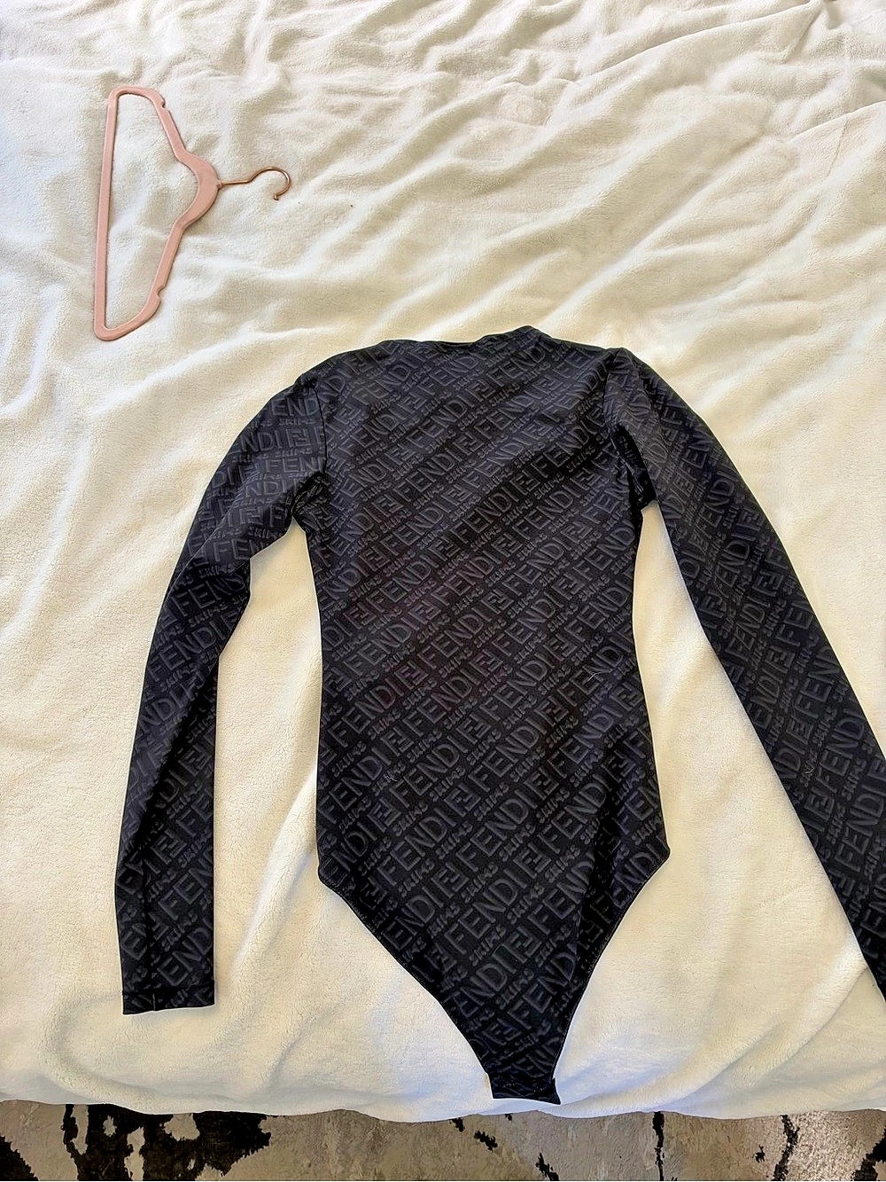 Fendi x Skims Black Monogram Bodysuit Size Small Like New